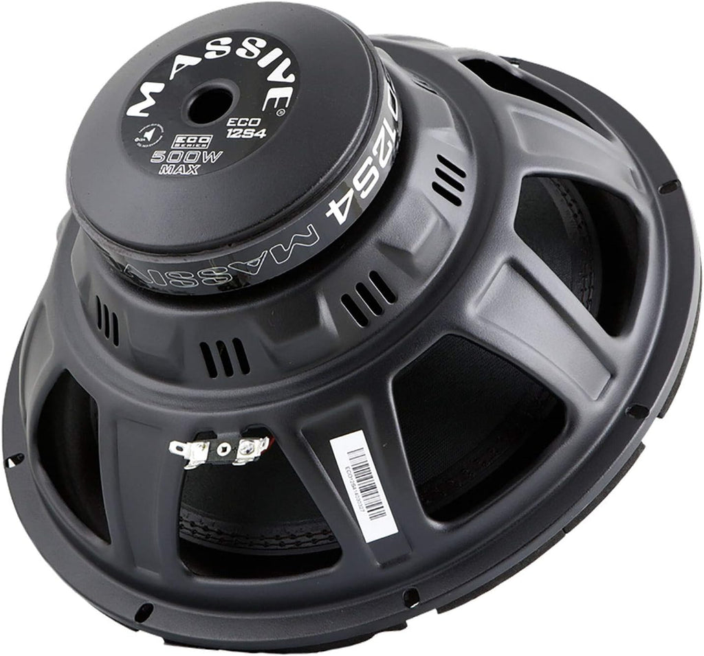 ECO12S4 – 12 Inch Car Audio 500 Watt ECO Series Subwoofer, Single 4 Ohm, 6Mm Top Plate, Steel Basket. Sold Individually