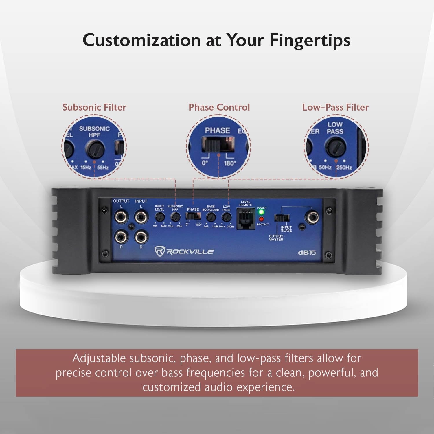 Db15 Mono Car Amplifier, 6000W, Class-D, Dyno-Certified, Subsonic Filter, EQ, Crossover, Bass Remote, Perfect for Subwoofers, and Car Audio