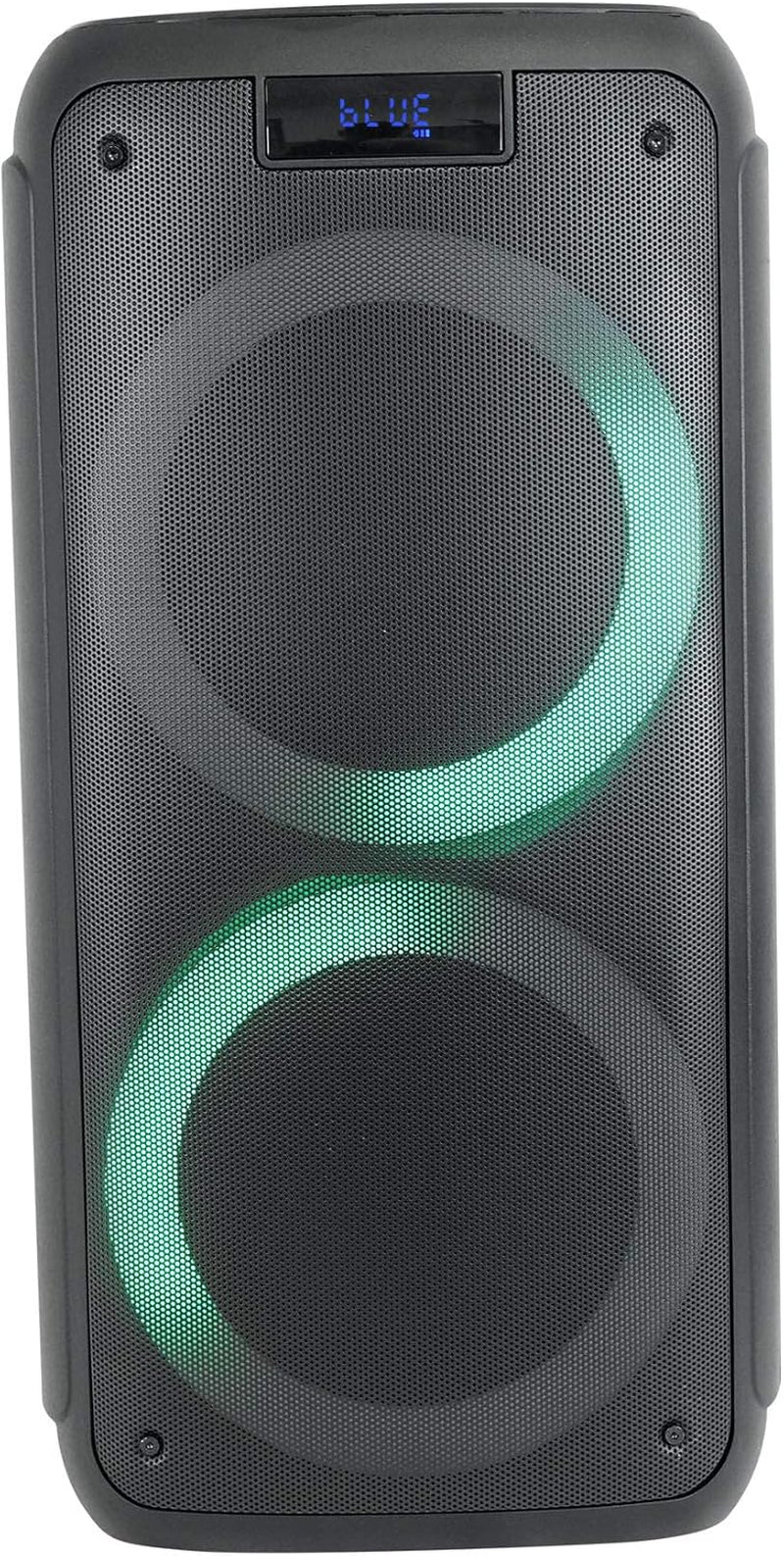 Rock Party 8 Dual 8" 500W Battery Powered Bluetooth Speaker, LED Lights, 2 Mic Inputs, Mega Bass, TWS Pairing, for Parties, Karaoke, and Home Entertainment