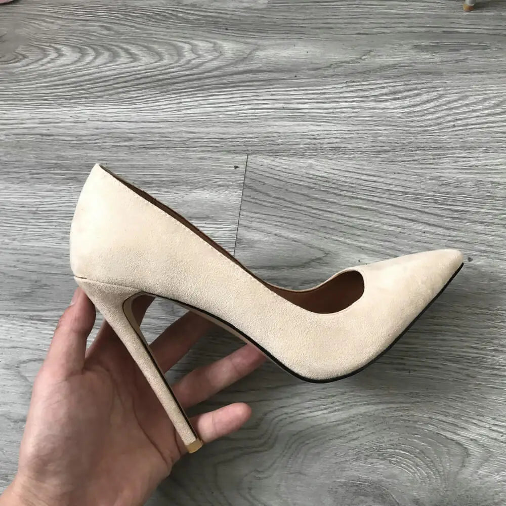 High Heel 12cm Blue Black Suede Women Pumps Super High Heels Sexy Pointed Toe Yellow Pink Satin Heels Womans Shoes 2025