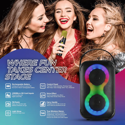 IQ Sound Karaoke Kraze 2X 4-Inch Portable Bluetooth Speaker
