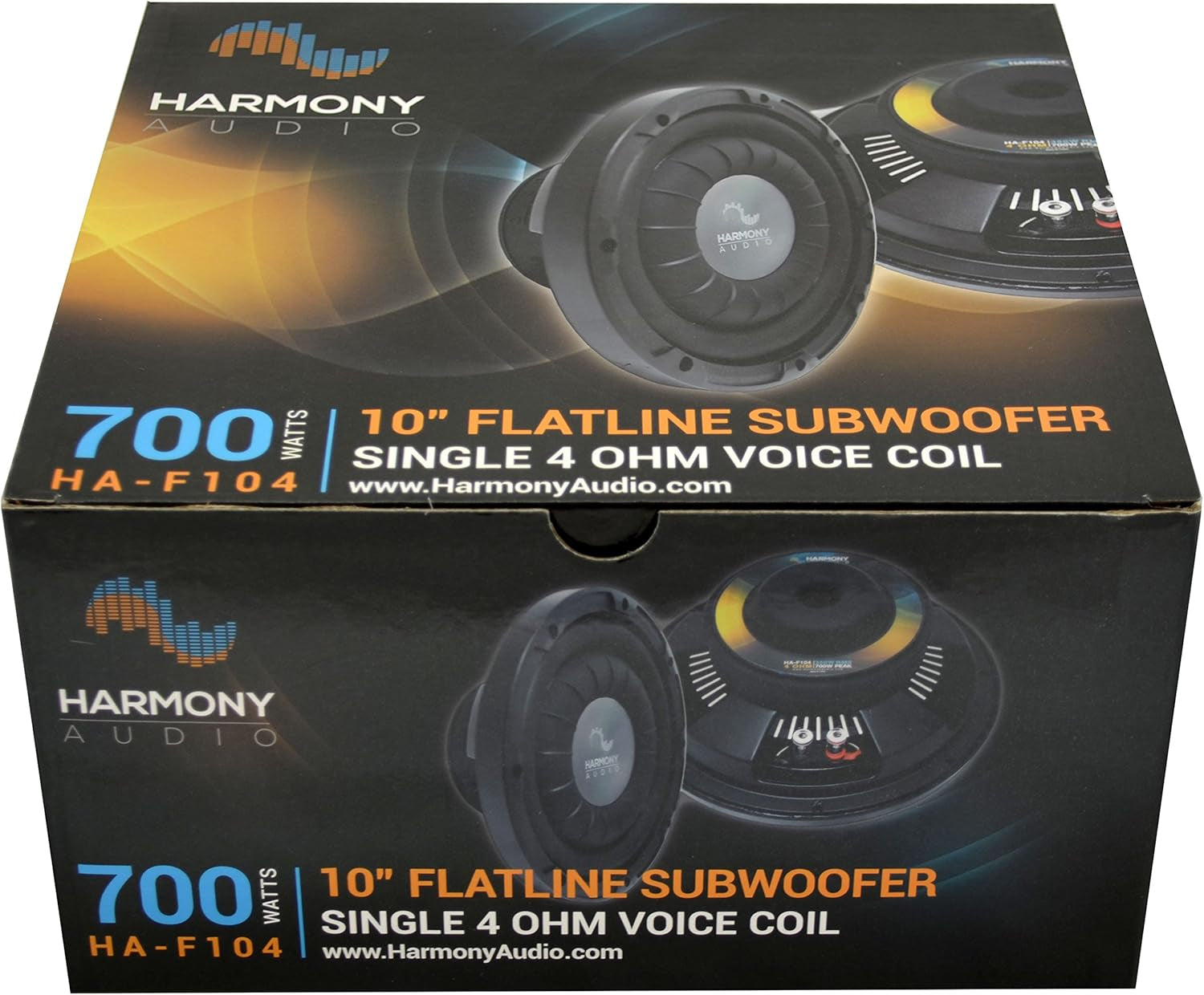 HA-F104 Car Stereo Flatline Series 10" Sub 700W Single 4 Ohm Subwoofer