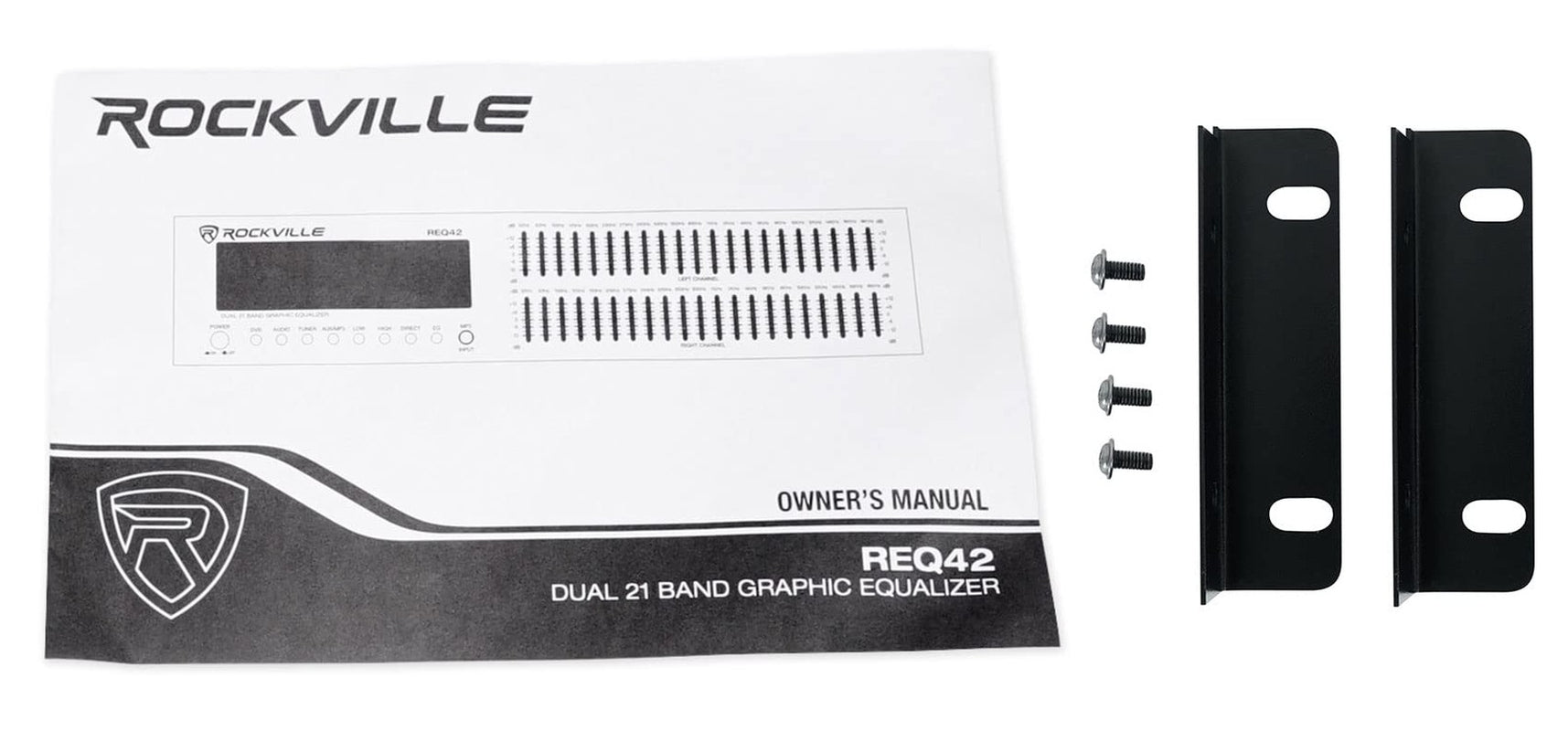 Rockville Req42 B Dual 21 Band Graphic Equalizer Rack Mount Professional Audio
