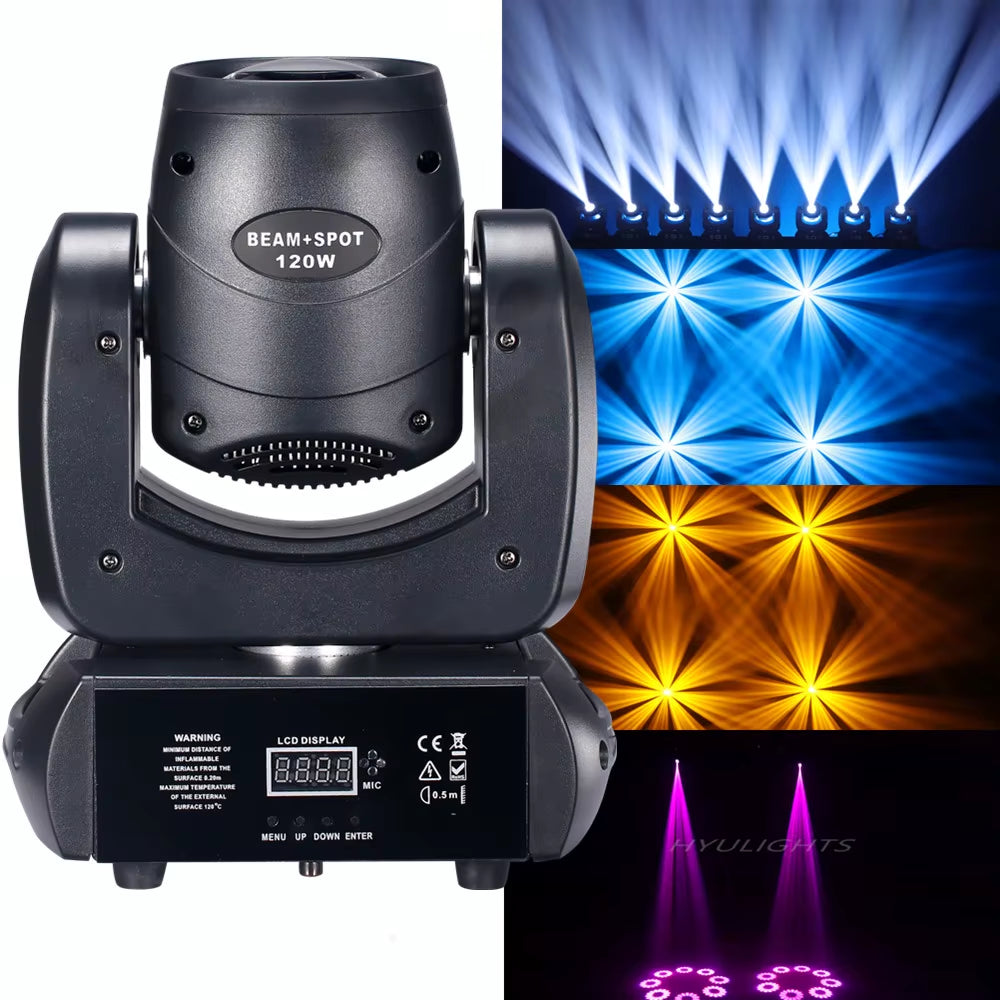 Moving Head Stage Light 120W LED with Sound Activated DMX512 Control Professional DJ Spotlight for Disco Events Church Show Bar