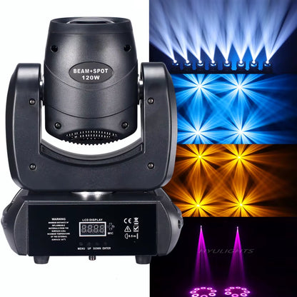 Moving Head Stage Light 120W LED with Sound Activated DMX512 Control Professional DJ Spotlight for Disco Events Church Show Bar