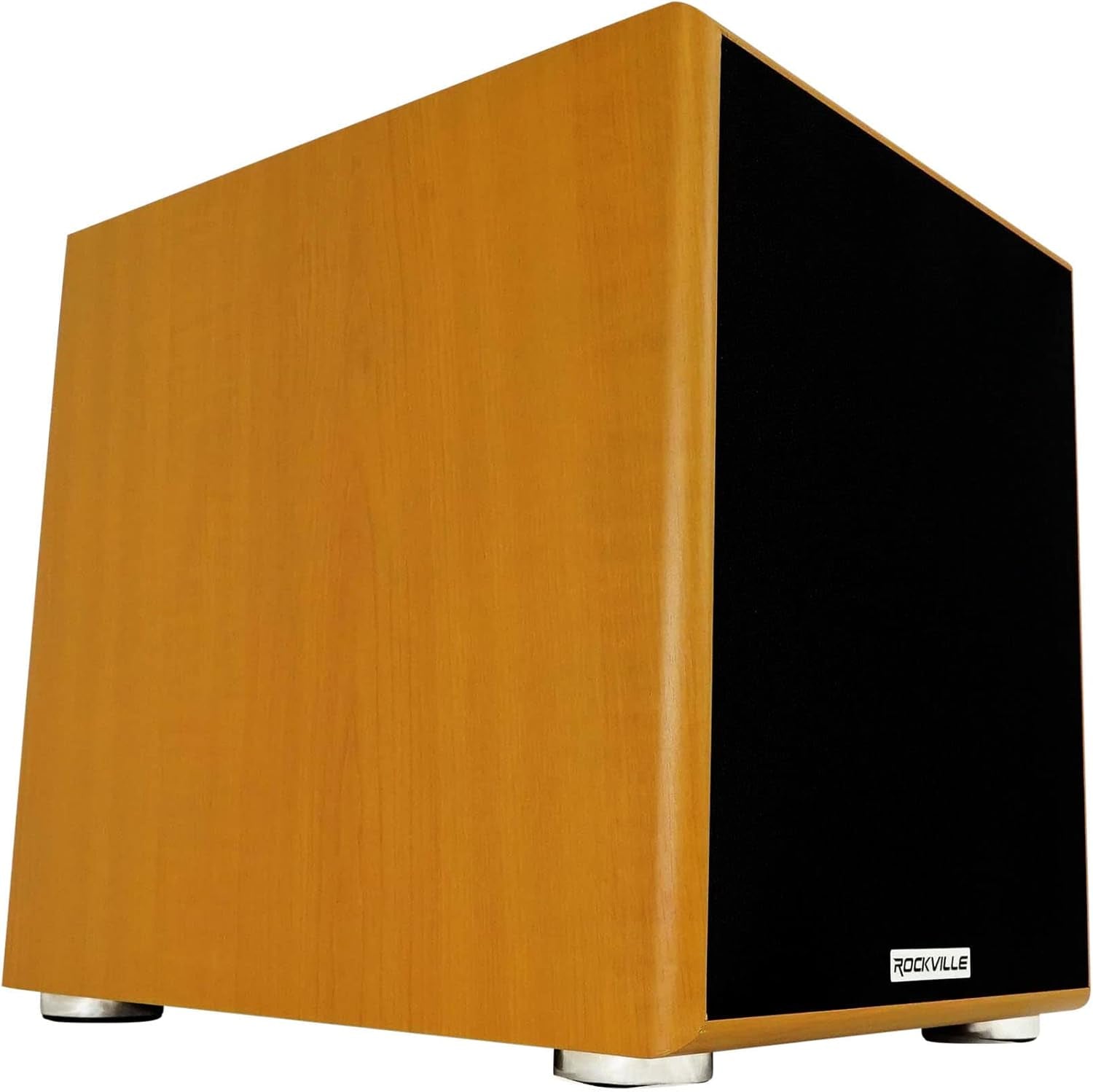 Rock Shaker 10 Wood 10" Subwoofer, 600W Peak/300W RMS Powered Home Theater Sub, Deep Bass, MDF Cabinet, Adjustable Controls, for Movies and Music