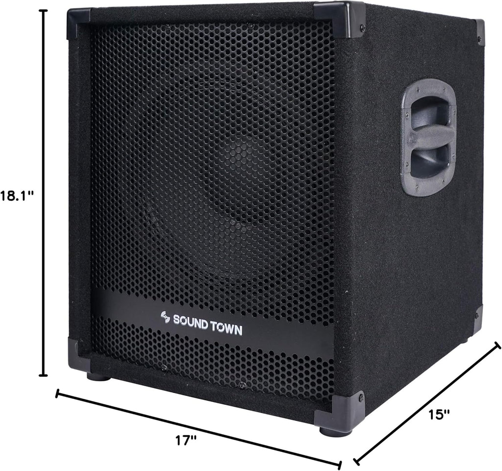 2-Pack 12” 1400 Watts Powered PA DJ Subwoofers with Class-D Amplifiers, 3” Voice Coil (METIS-12SPW-PAIR)