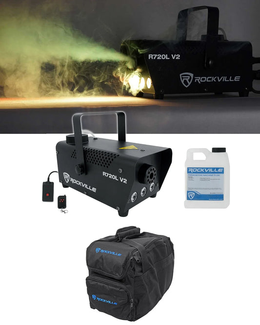 R720L Fog/Smoke Machine W/ Remote+Fluid+Multi Color Led'S+Carry Bag
