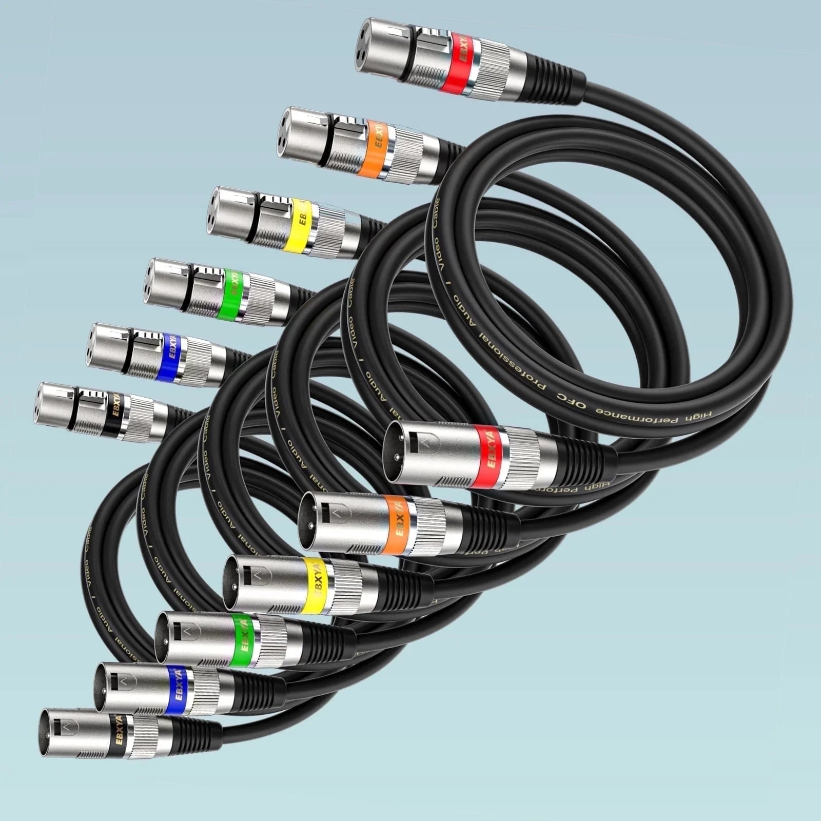 ​XLR Microphone Cables 6-Pack with Color Coded Connectors,  Balanced XLR to XLR Cable 0.6M, High Performance OFC for Easy Setup, Studio, Live Sound, Church & PA Systems​