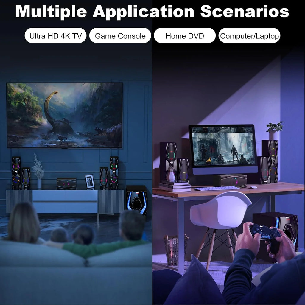 5.1 Bluetooth Home Theater Systems Surround Sound Speakers 1200 Watts 10 Inch Subwoofer 5.1/2.1 Channel Audio Stereo System with HDMI ARC Optical & USB Input for TV Ultra HD AV DVD FM Radio