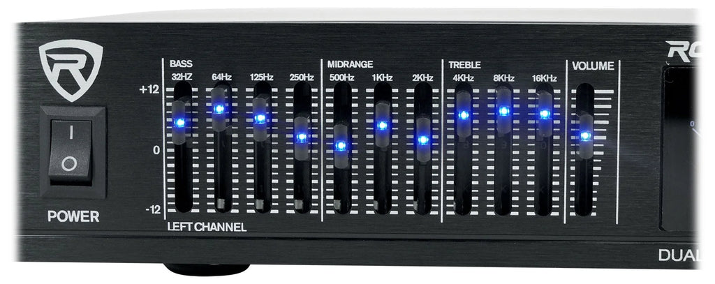 REQ20 19" Pro Rack Mount Dual 10-Band Graphic Equalizer EQ+VU Meters