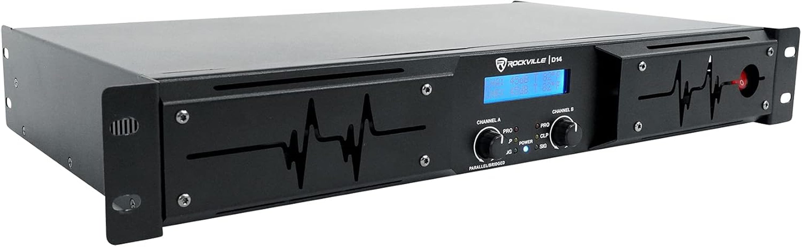 D14 7000W Peak/2000W RMS Class-D 2 Channel Amplifier, 1.5U Rack-Mount, LCD Display, Cooling Fans, Built-In Crossover, for Djs and Live Sound