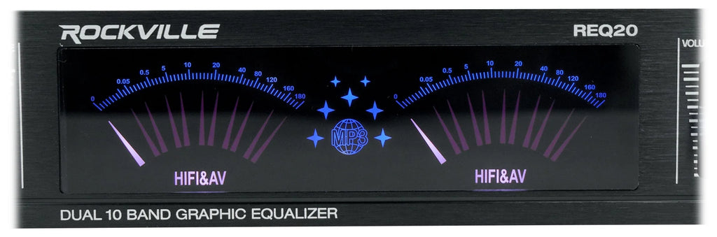 REQ20 19" Pro Rack Mount Dual 10-Band Graphic Equalizer EQ+VU Meters