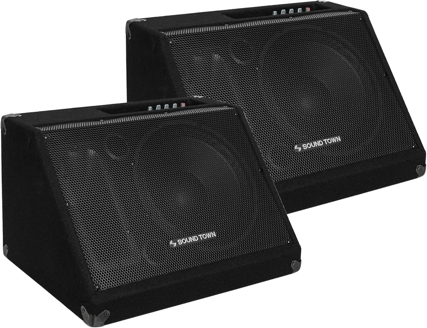 2-Pack Powered DJ PA Stage Monitor Speakers 12” 500W with Compression Driver for Live Sound, Bar, Church (METIS-12MPW-PAIR)