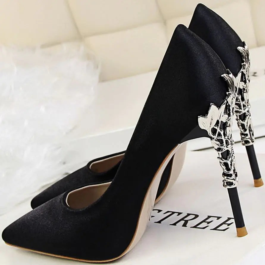 White Satin High Heels for Women - Stylish Pointed Shoes