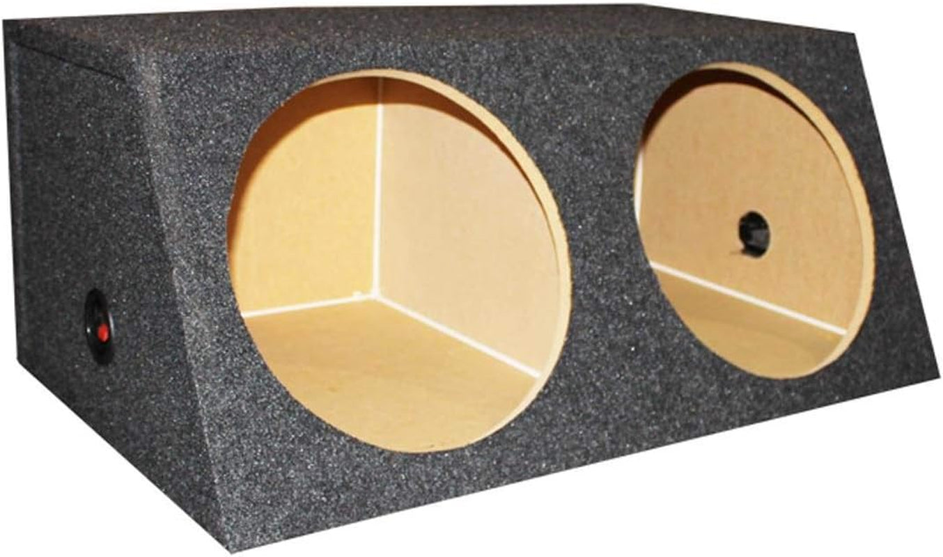 QSMBASS12 Dual 12" Inch Sealed Angled Subwoofer Sub Box Speaker Enclosure
