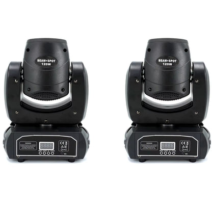 2PCS Mini LED Moving Head Light 120W Beam Spot 8 Rotating Prisms DJ Dmx Bar Strobe Stage Effect