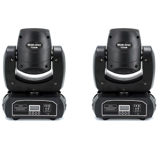 2PCS Mini LED Moving Head Light 120W Beam Spot 8 Rotating Prisms DJ Dmx Bar Strobe Stage Effect