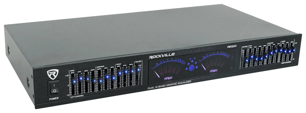 REQ20 19" Pro Rack Mount Dual 10-Band Graphic Equalizer EQ+VU Meters