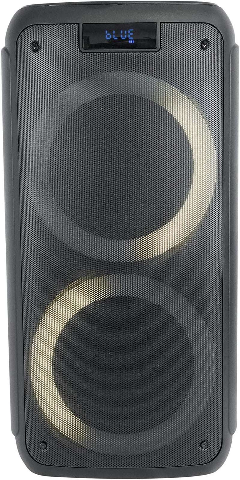 Rock Party 8 Dual 8" 500W Battery Powered Bluetooth Speaker, LED Lights, 2 Mic Inputs, Mega Bass, TWS Pairing, for Parties, Karaoke, and Home Entertainment