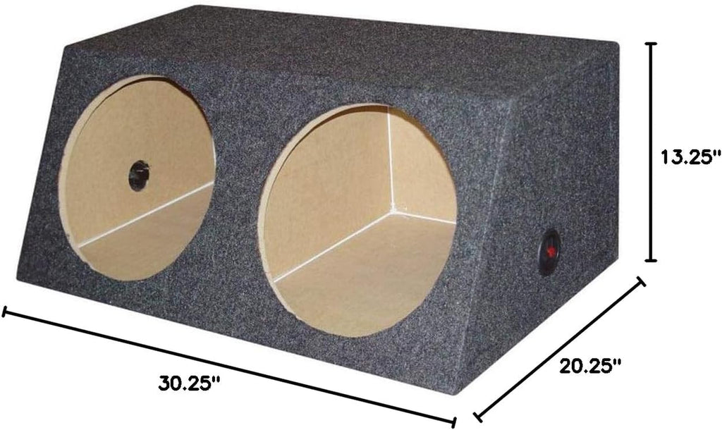 QSMBASS12 Dual 12" Inch Sealed Angled Subwoofer Sub Box Speaker Enclosure