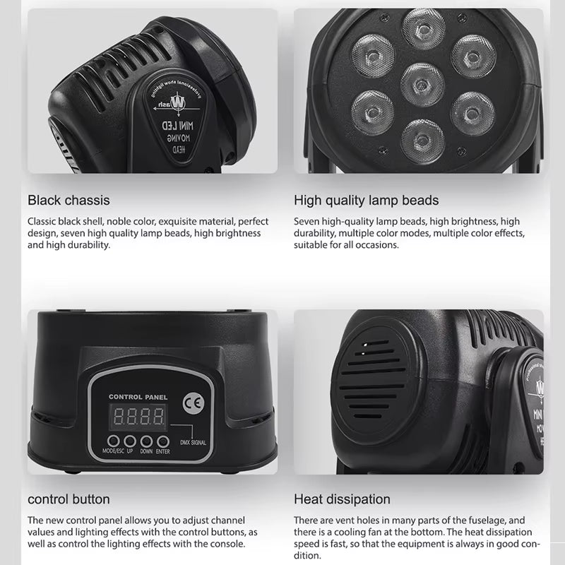 Mini LED 7X12W RGBW/18W RGBWA+UV Wash Moving Head Lighting Dj Disco Ball Lights