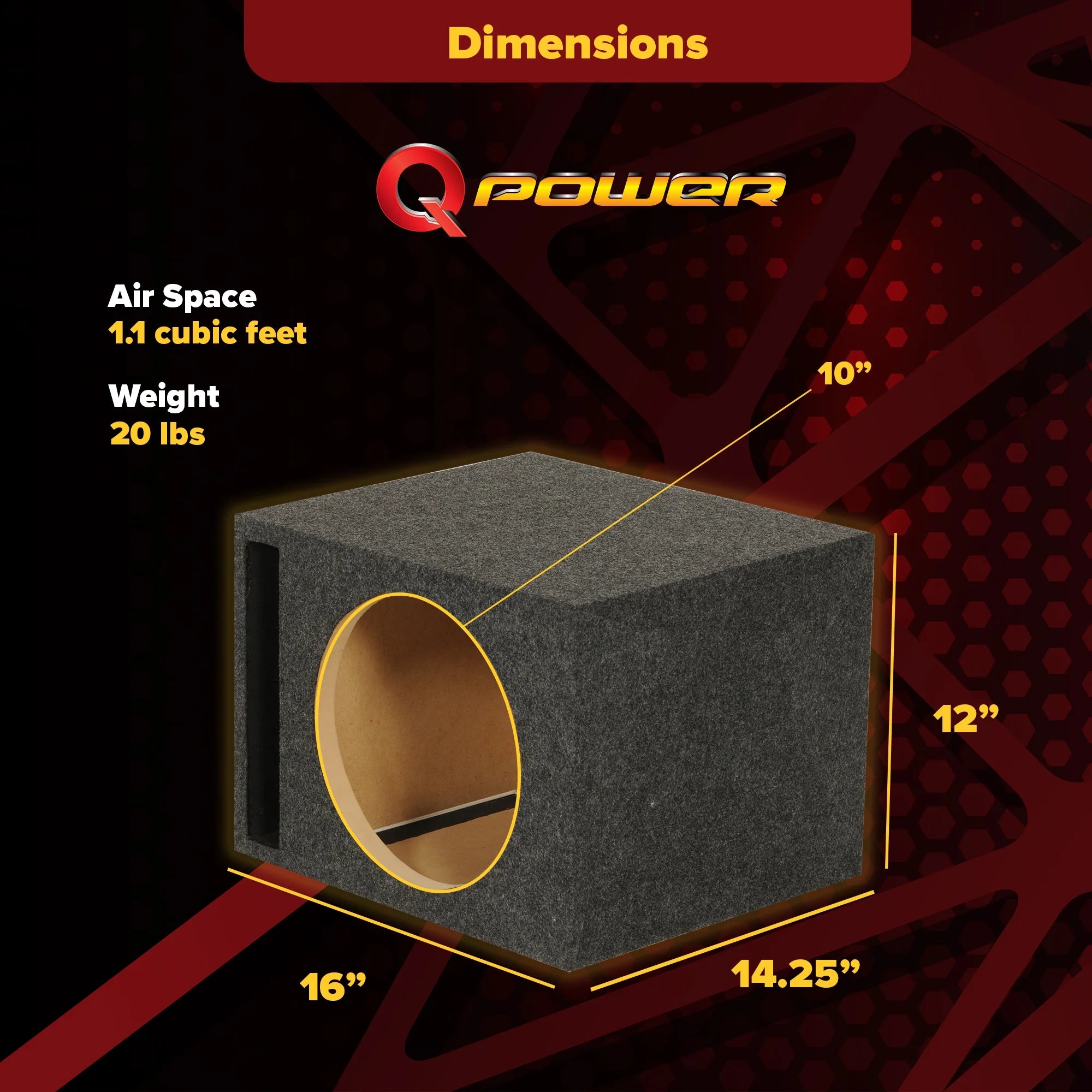10 Inch Heavy-Duty Single Vented Vehicle Subwoofer Enclosure